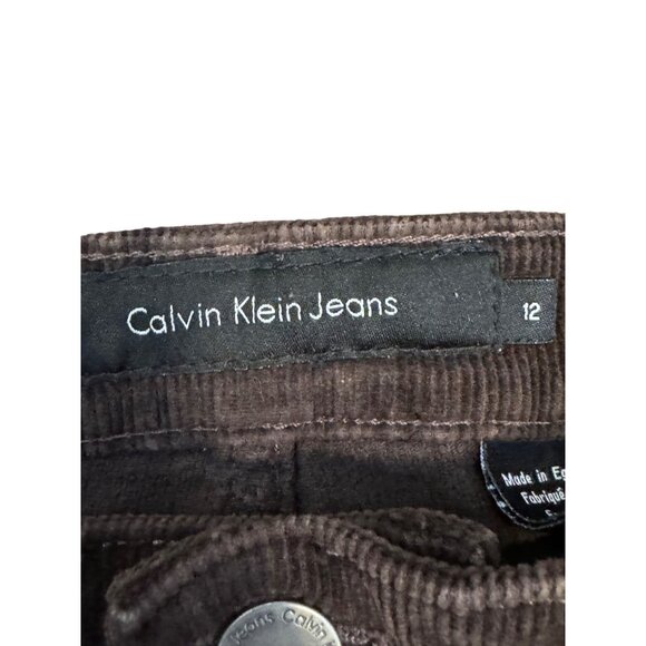 Calvin Klein Flare Corduroy Pants Women Size 12 Brown 99% Cotton Stretch RN 3600 - Picture 6 of 8